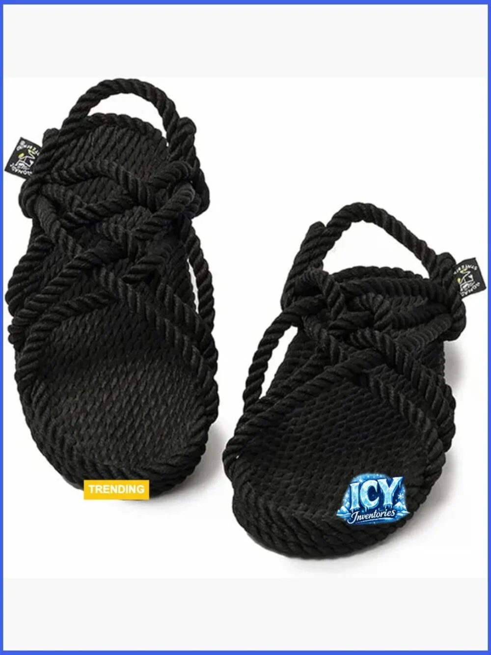 Handmade Rope Sandals with Non-Slip Sole, Lightweight Vegan Sandals